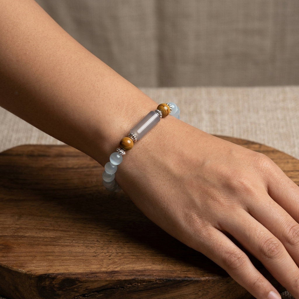 Taurus (Taureau / Vrishabh) Zodiac Gemstone Bracelet | Natural Semi-Precious Stones