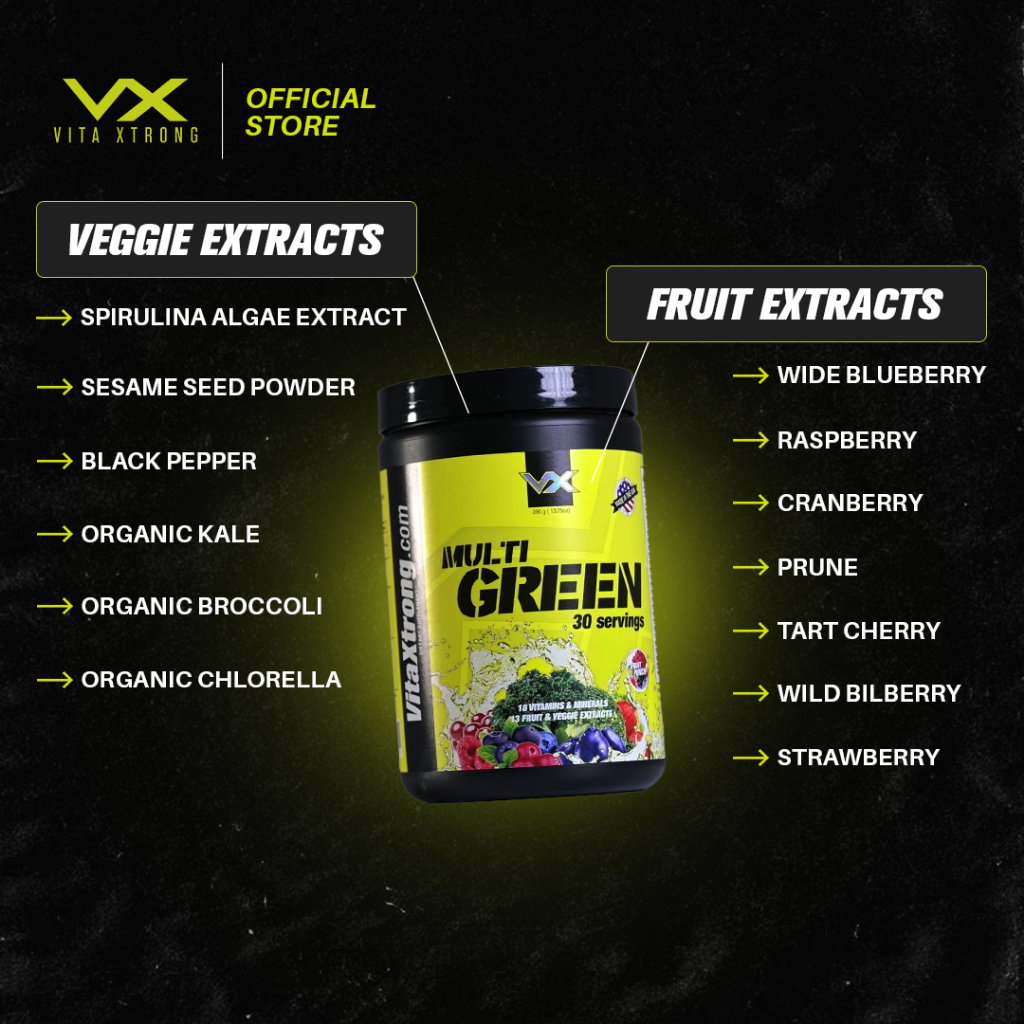 VITAXTRONG™ Multi Green (30 Servings) | Complete Multivitamin with Fruits, Veggie Extracts & Antioxidants • Daily Digestive & Recovery Support [VX]_10