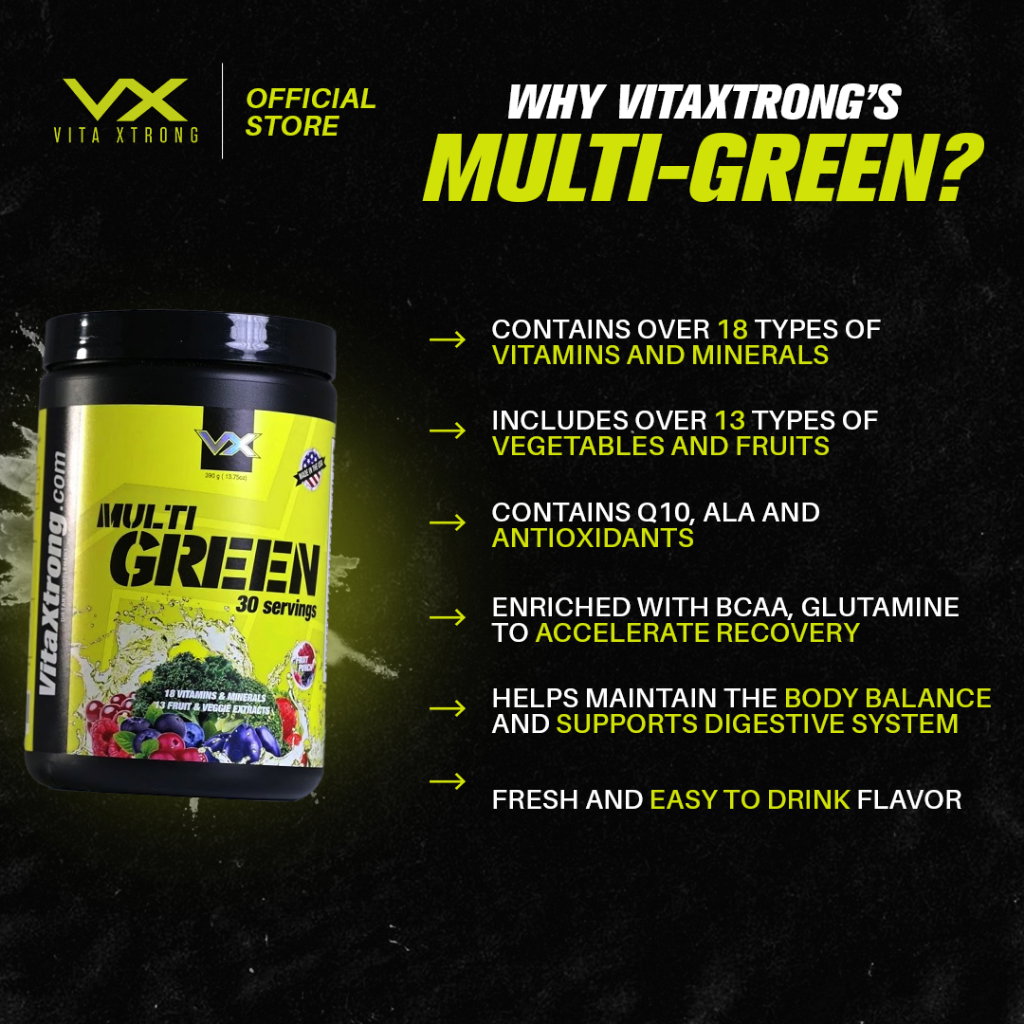 VITAXTRONG™ Multi Green (30 Servings) | Complete Multivitamin with Fruits, Veggie Extracts & Antioxidants • Daily Digestive & Recovery Support [VX]_9