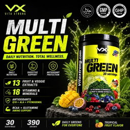 VITAXTRONG™ Multi Green (30 Servings) | Complete Multivitamin with Fruits, Veggie Extracts & Antioxidants • Daily Digestive & Recovery Support [VX]