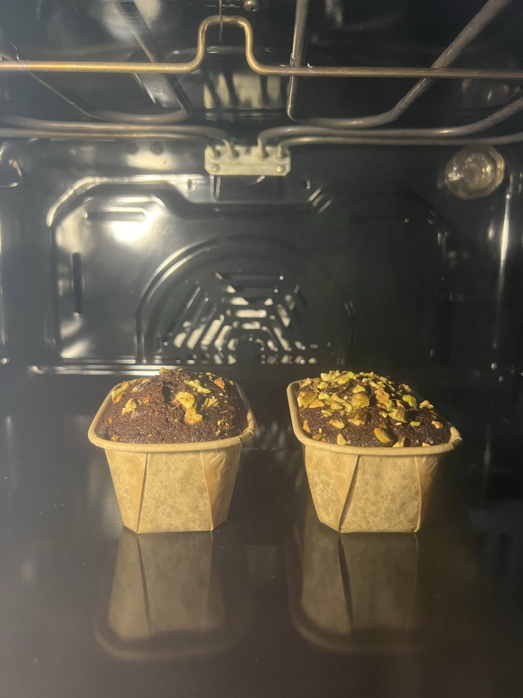 mini brownie loaf with pistachio bits