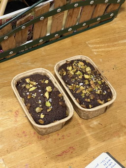 mini brownie loaf with pistachio bits