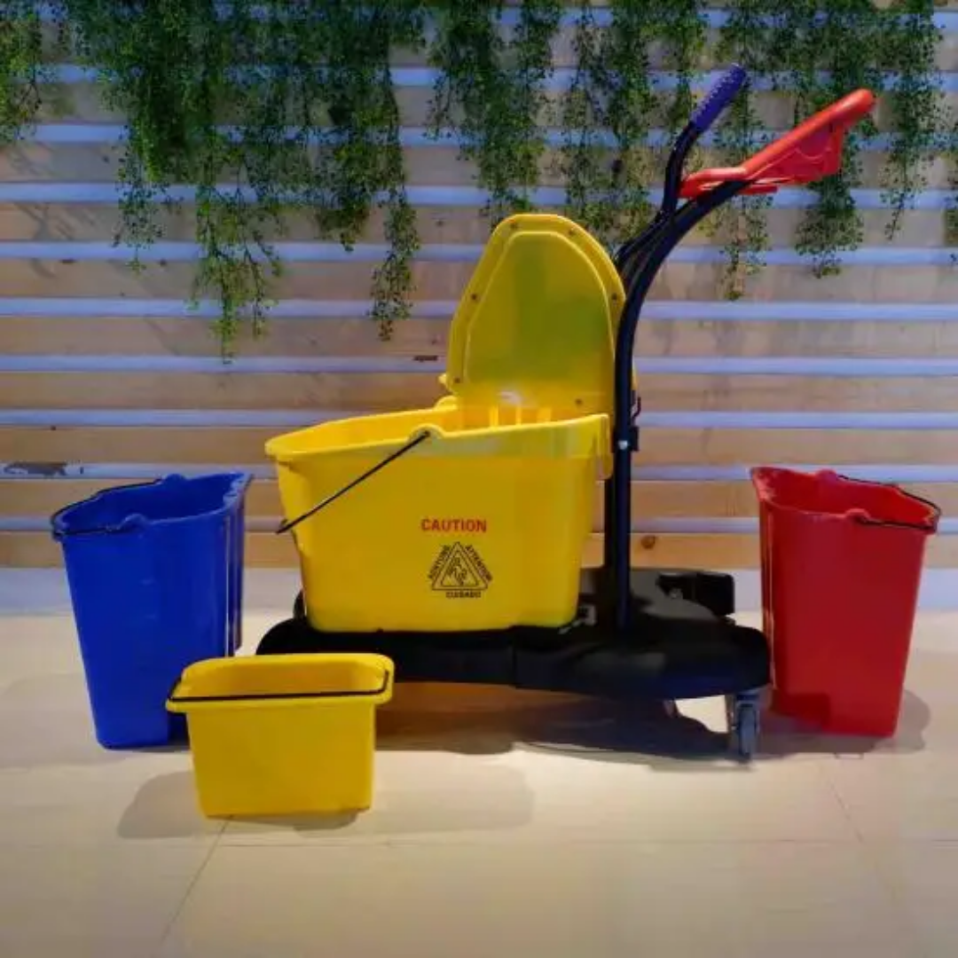 TRIPLE BUCKET MOP TROLLEY - 1368_1