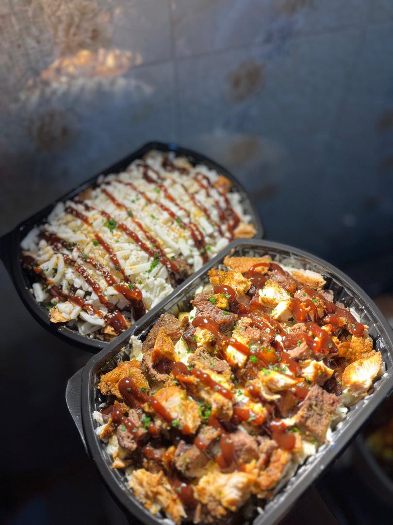 Plantain loaded fries with cheese(Tuesday - Friday). Available only in the afternoon and only pickup
