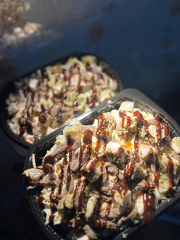 Plantain loaded fries without cheese(Tuesday - Friday). Available only in the afternoon and only pickup