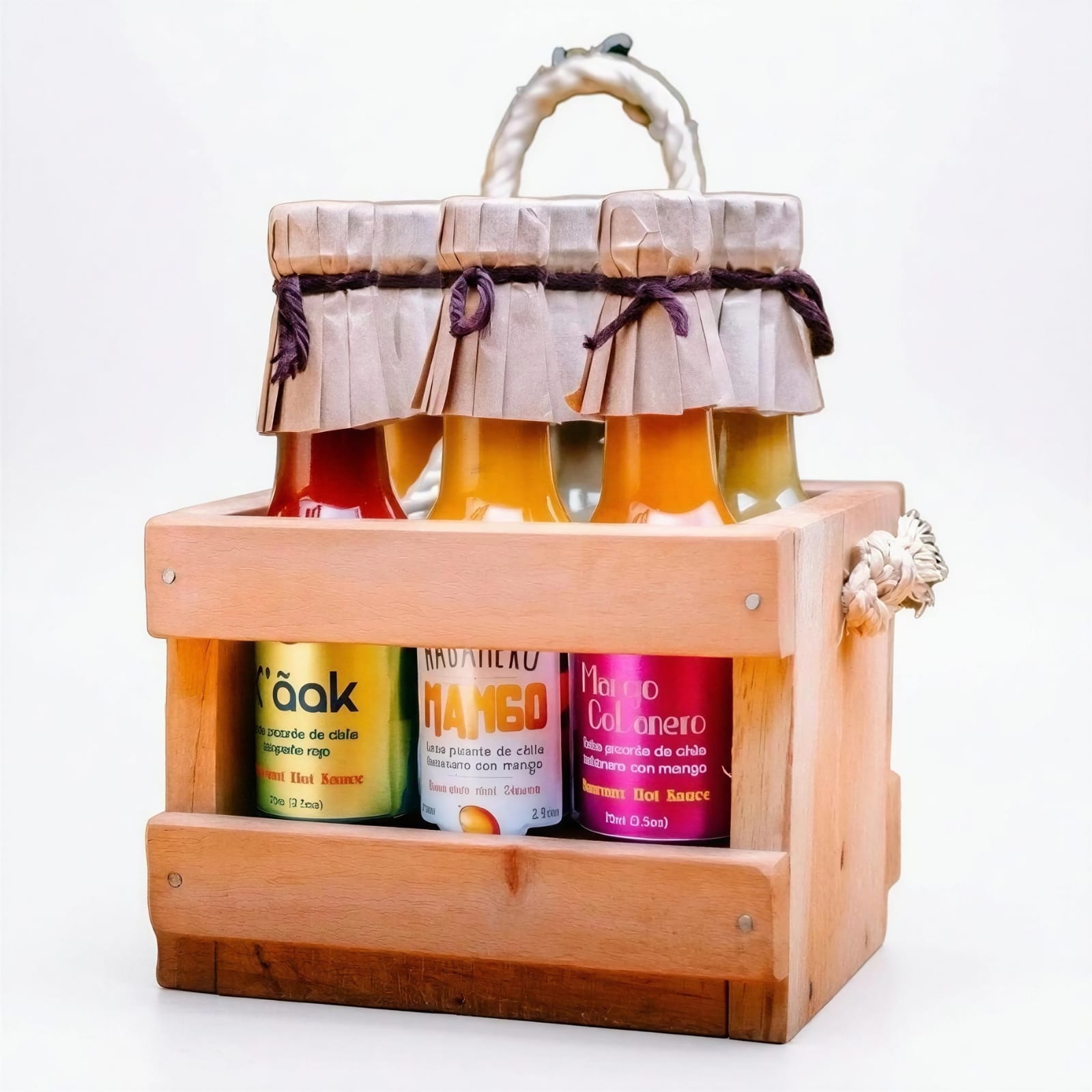 6 pack (75 ml) - Caja madera con Yute _0