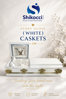 Ivory Gloss 1 Tier Casket (1/4 View)