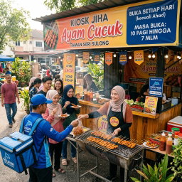 KIOSK JIHA AYAM CUCUK  TAMAN SERI SULONG buka setiap hari kecuali Ahad masa buka  10 pagi hingga 7 mlm