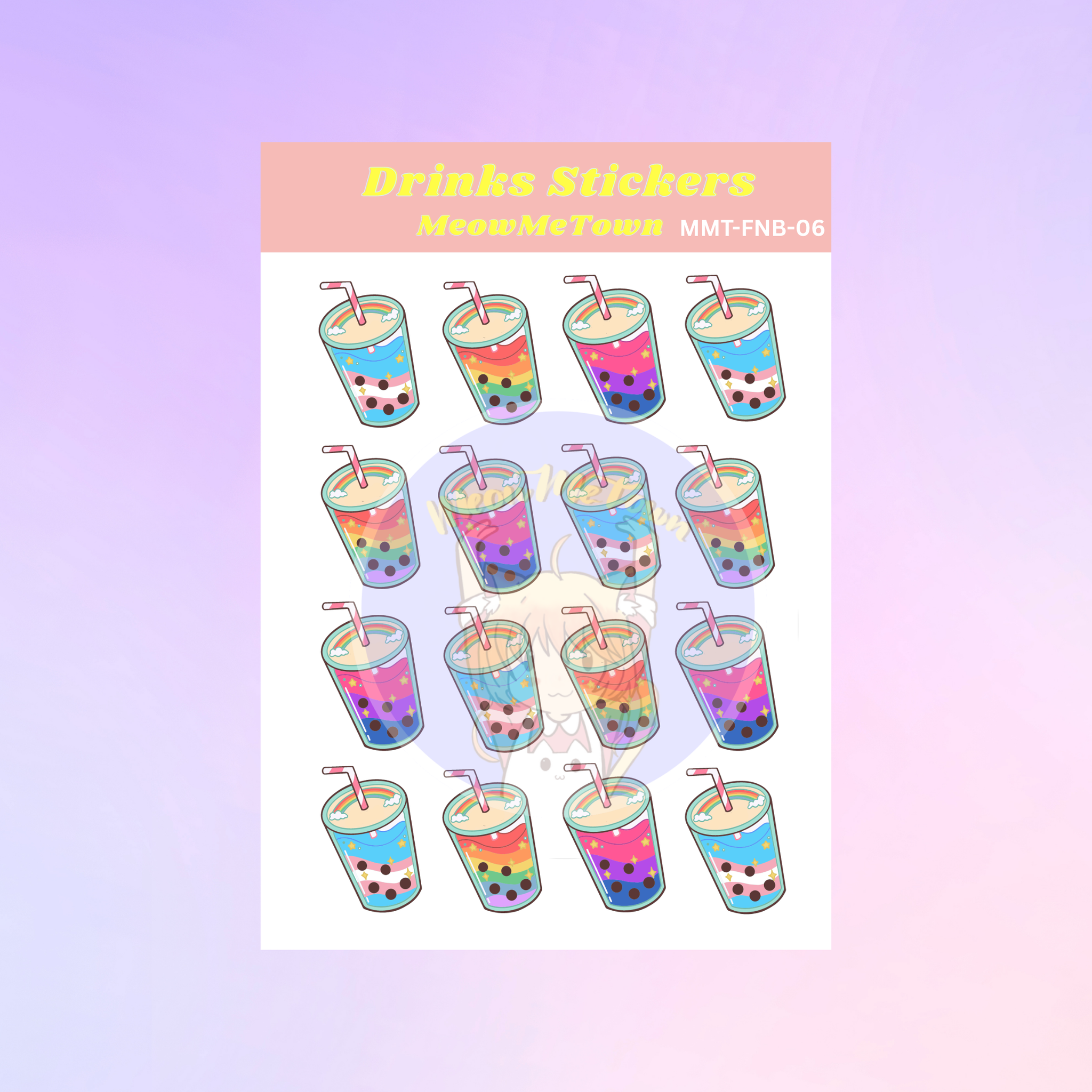 Rainbow Boba Sticker Sheet _0