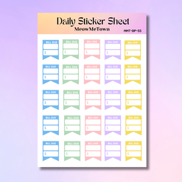 Bill Due Tracker Sticker Sheet 