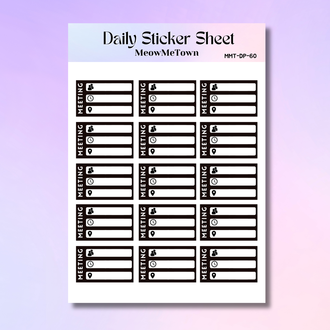 Meeting Sticker Sheet | BW