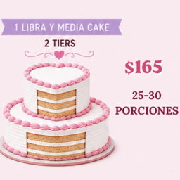 Dominican Cake - HEART SHAPE - 1.5 Pounds - 2 Tiers 