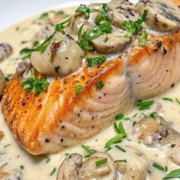 Salmon hongo crema _0
