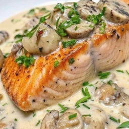 Salmon hongo crema 