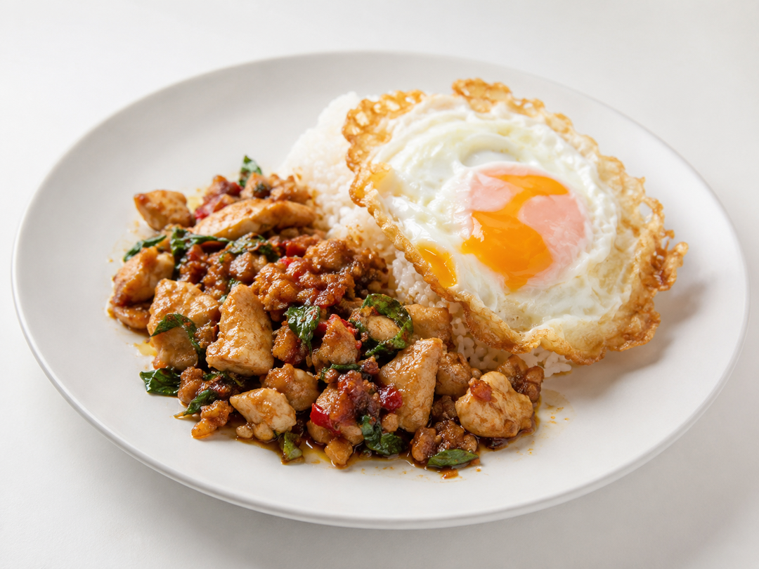 Thai Basil Chicken Rice + Fried Egg