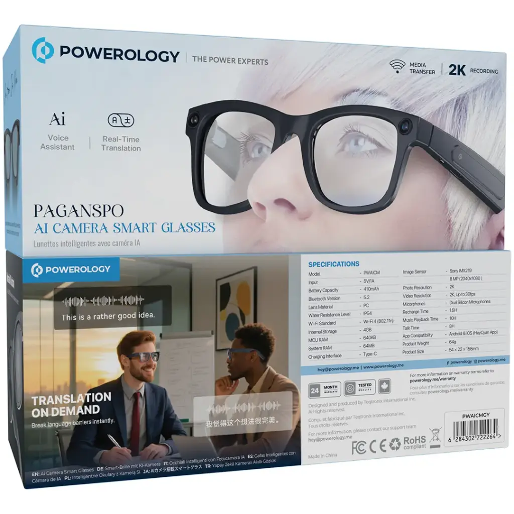 Powerology Lunettes connectées Camera 2K/Audio_2