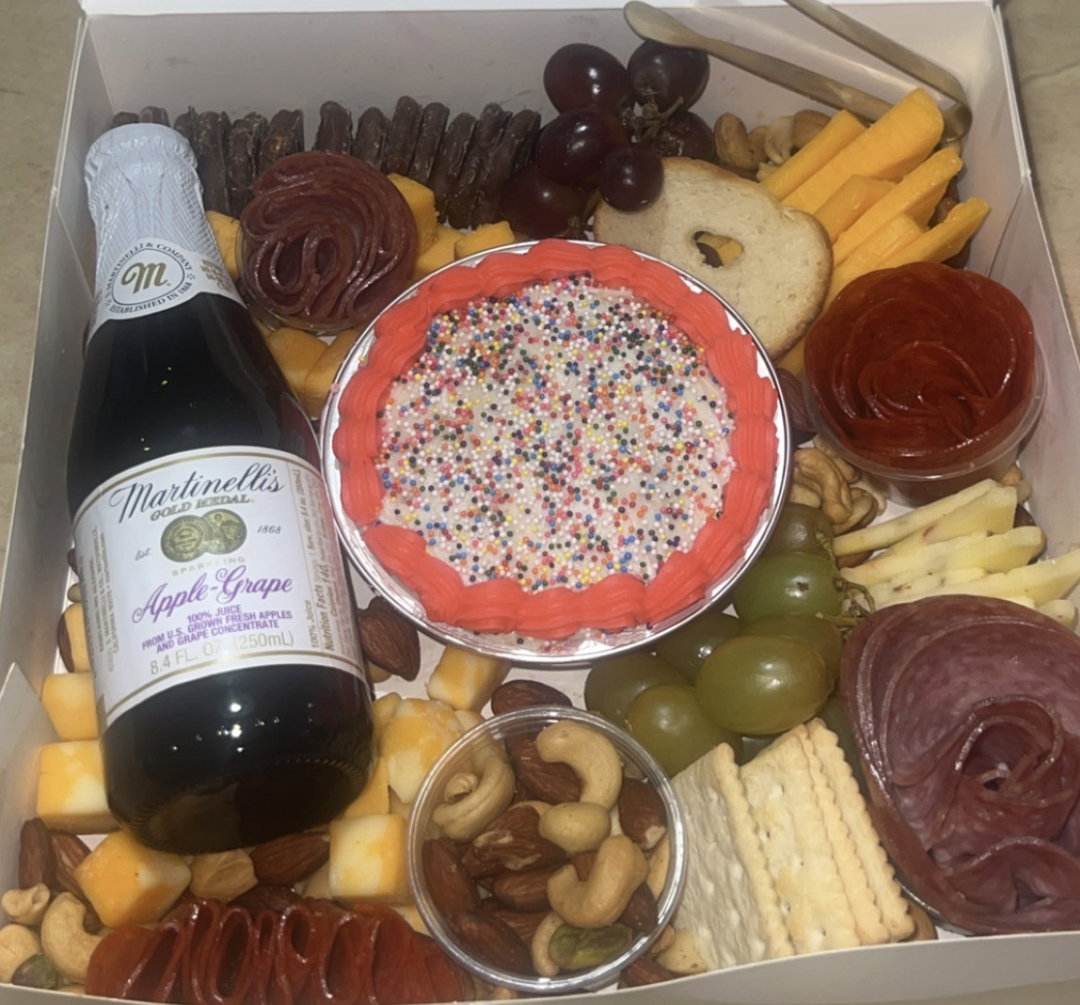 Charcuterie Gift Bites Box with Cake - #3 w/ Sparkling Apple Cider