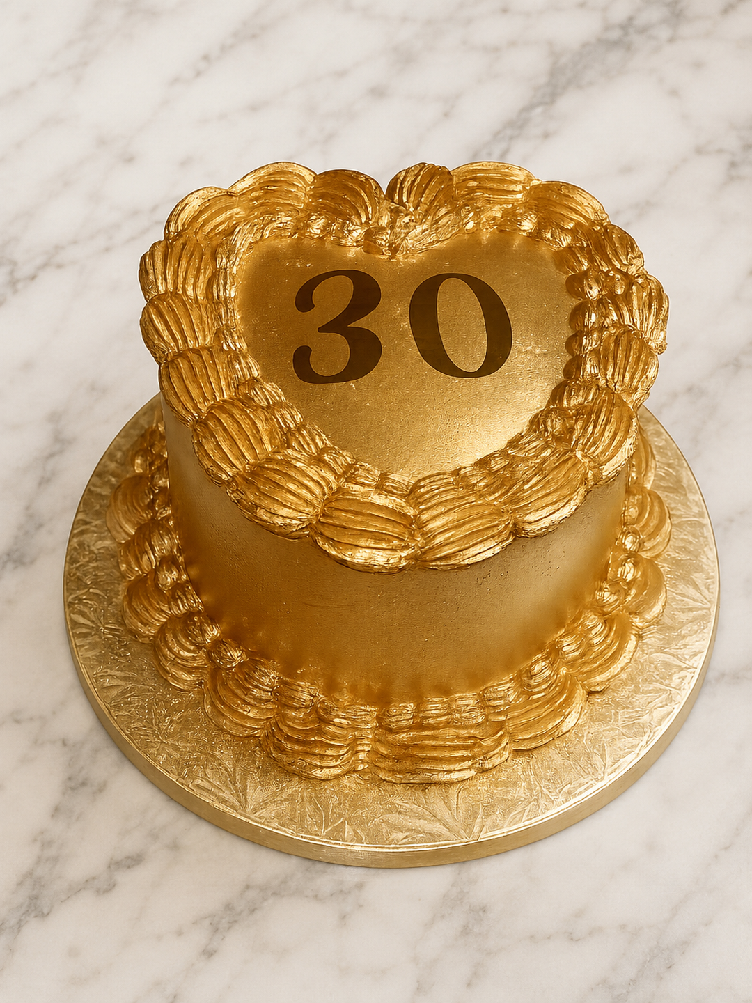 Metallic Gold Heart Cake