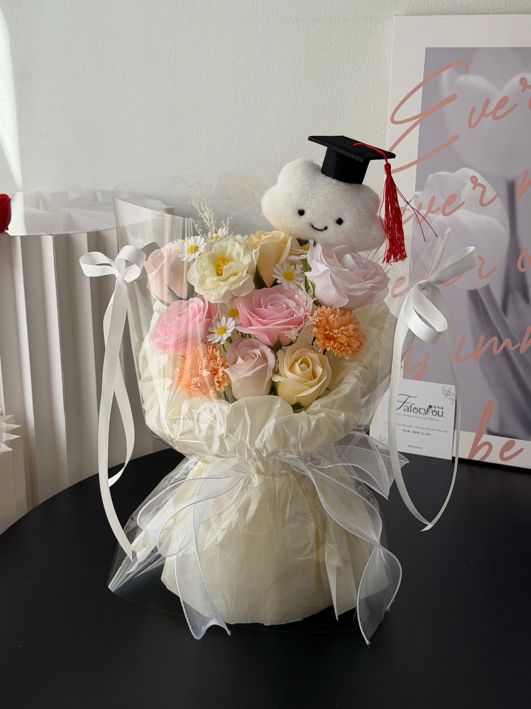 ( GC005 ) Graduation Cloud Doll Soap Flower Bouquet _2