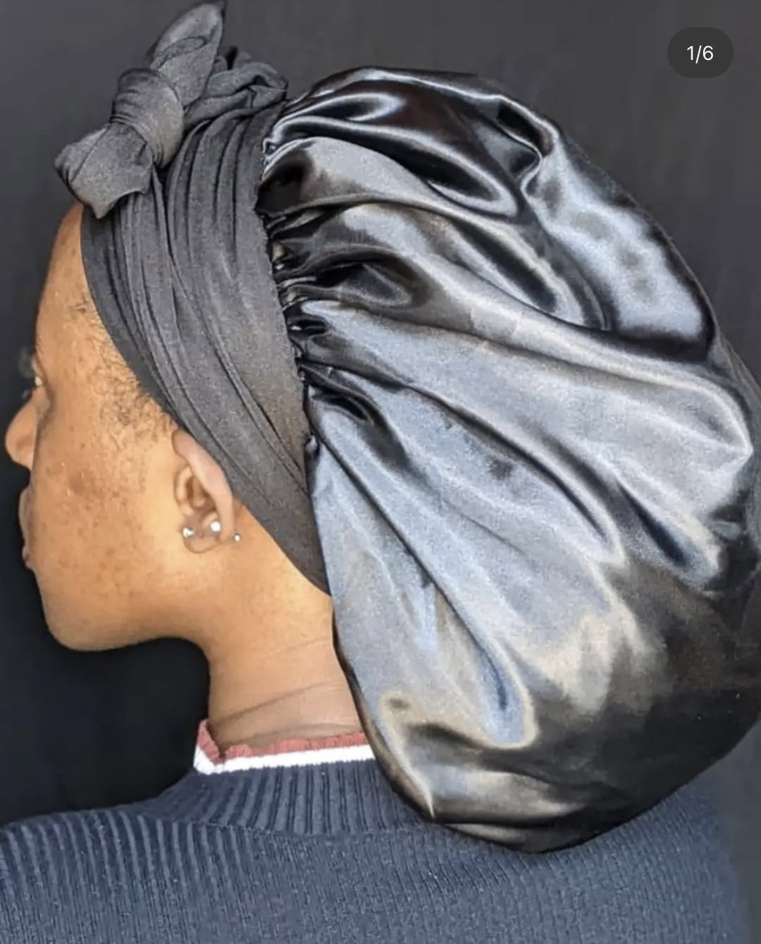 Black satin bonnet