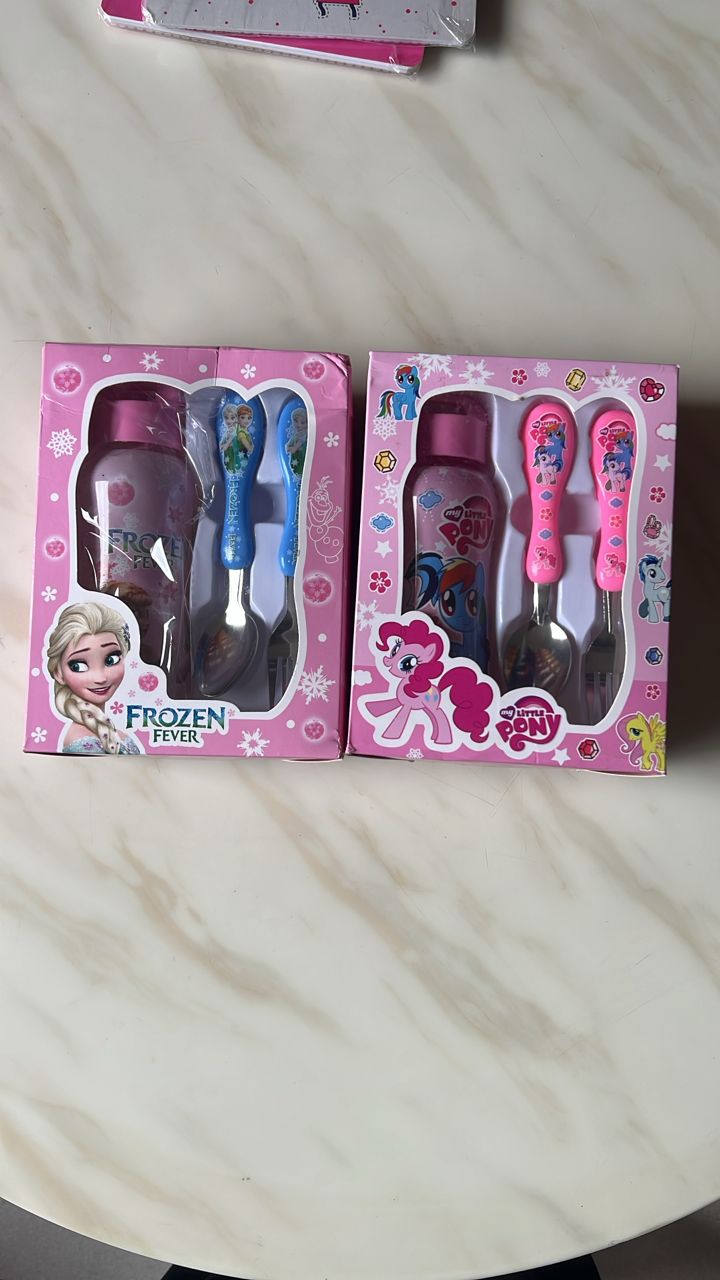 Bottle and Cutlery Set For Girls