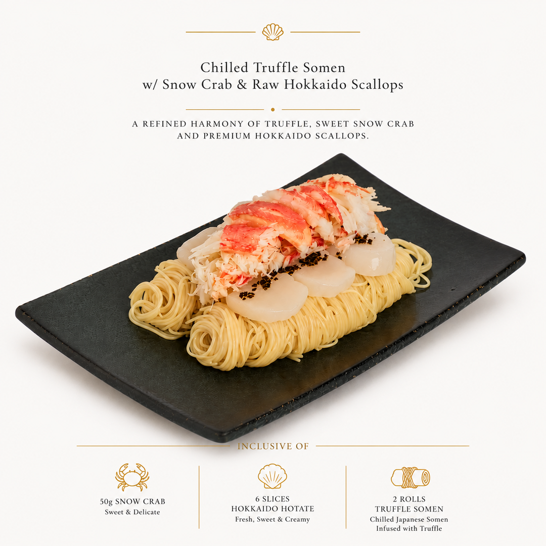 Chilled Truffle Somen w/ Snow Crab & Raw Hokkaido Scallops