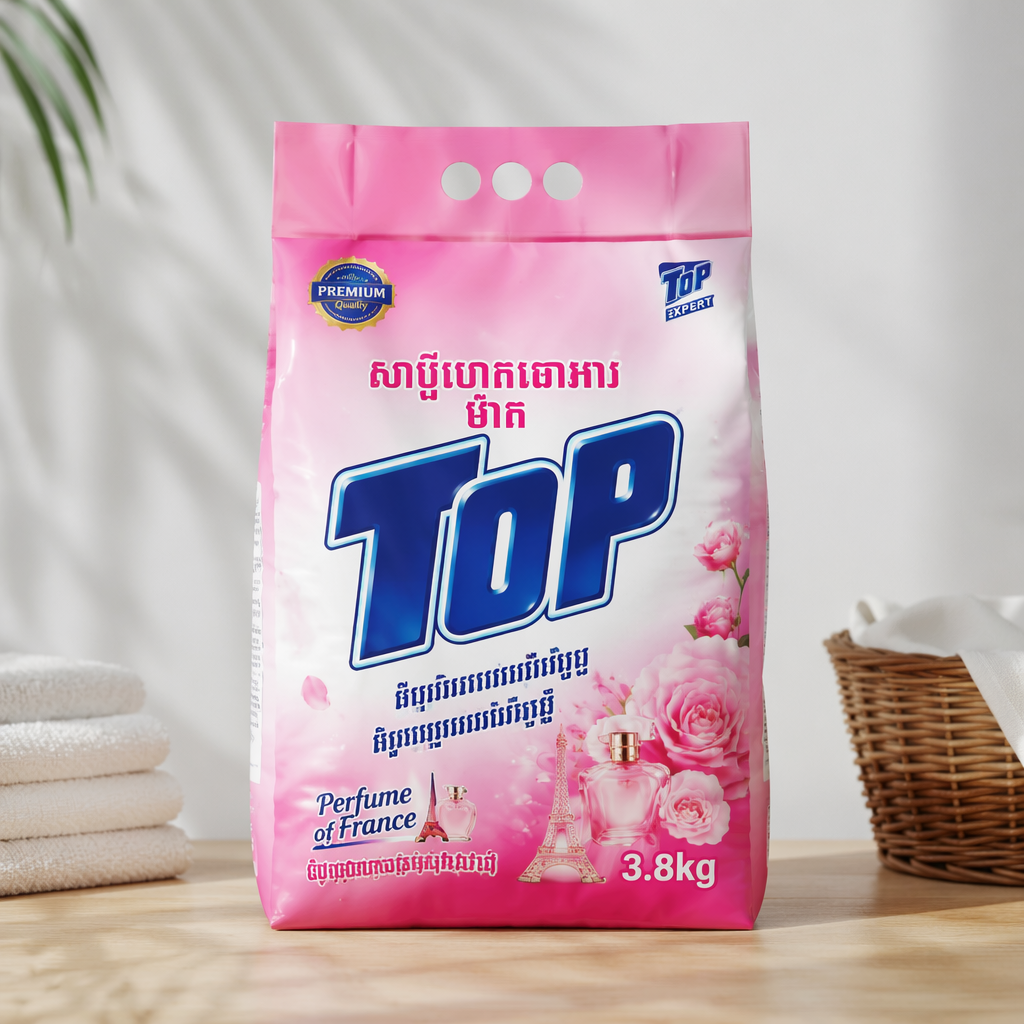សាប៊ូម្សៅបោកខោអាវម៉ាក Top ក្លិនទឹកអប់ប្រទេសបារាំង