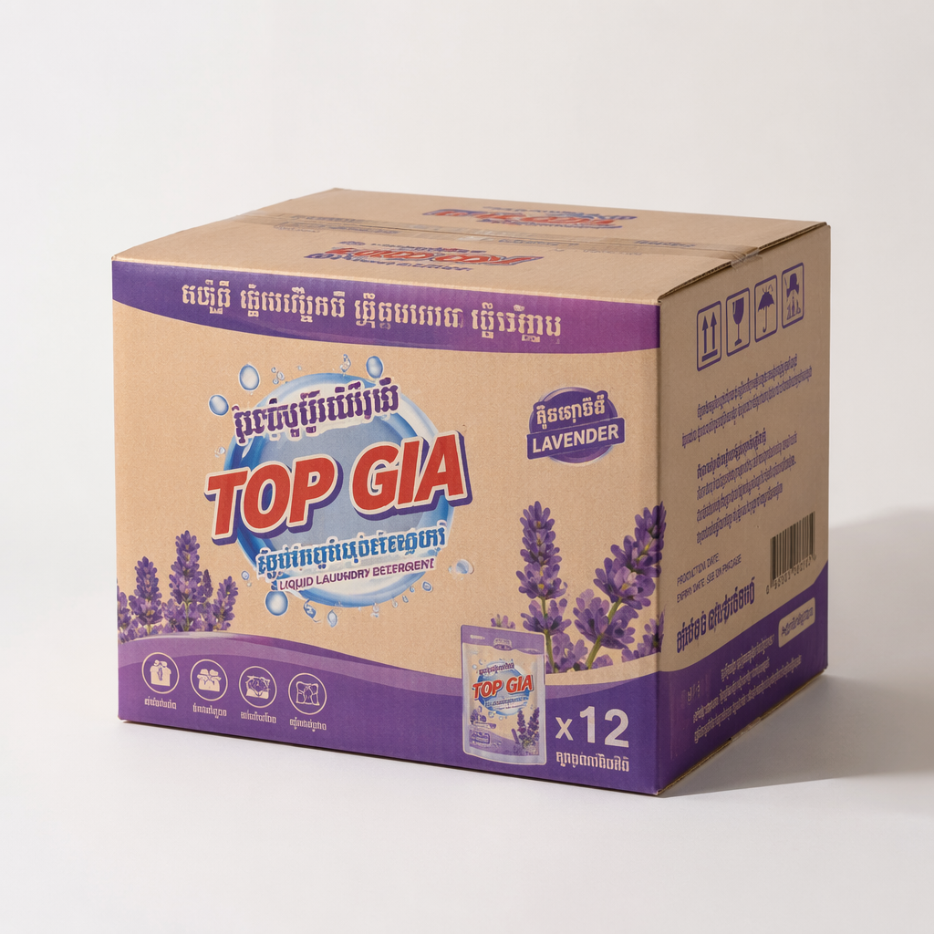 សាប៊ូបោកខោអាវទឹកក្លិនឡាវិនឌឺម៉ាក TOP GIA កញ្ចប់ ចំនួន 1 កេស