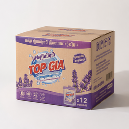 សាប៊ូបោកខោអាវទឹកក្លិនឡាវិនឌឺម៉ាក TOP GIA កញ្ចប់ ចំនួន 1 កេស​