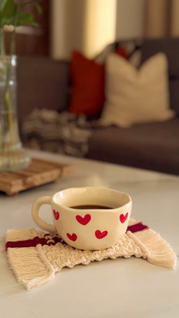 Taza cerámica corazones 