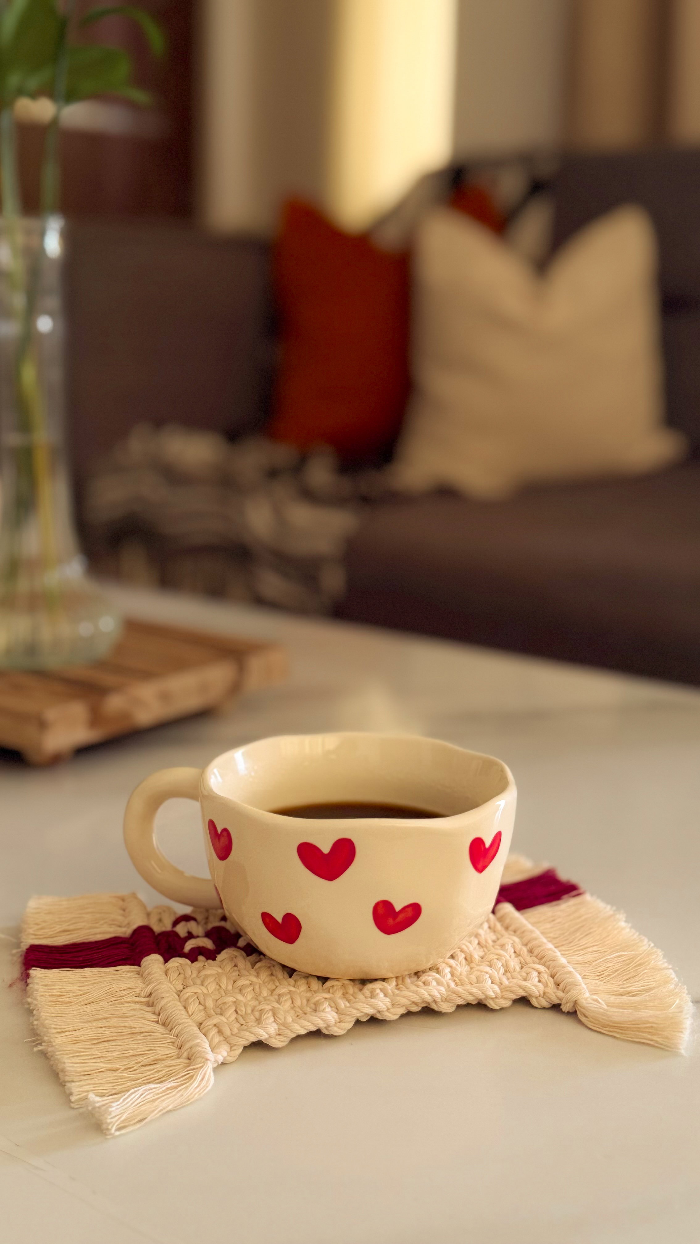 Taza cerámica corazones _1