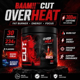 BAAM!! Cut Overheat (234g, 30 servings) Fat Burner & Pre-Workout | Weight Loss, Energy Booster, Focus Support