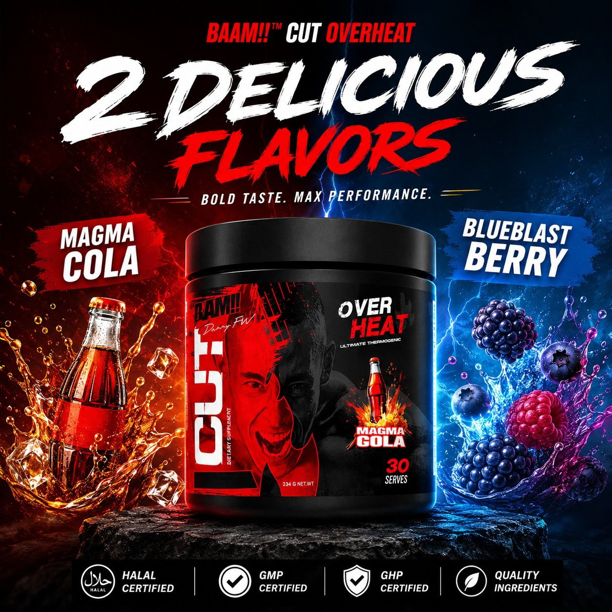 BAAM!! Cut Overheat (234g, 30 servings) Fat Burner & Pre-Workout | Weight Loss, Energy Booster, Focus Support_2