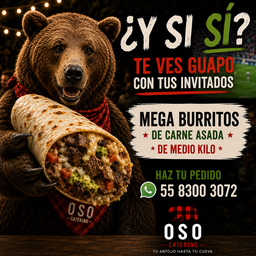Mega burrito de carne asada con queso