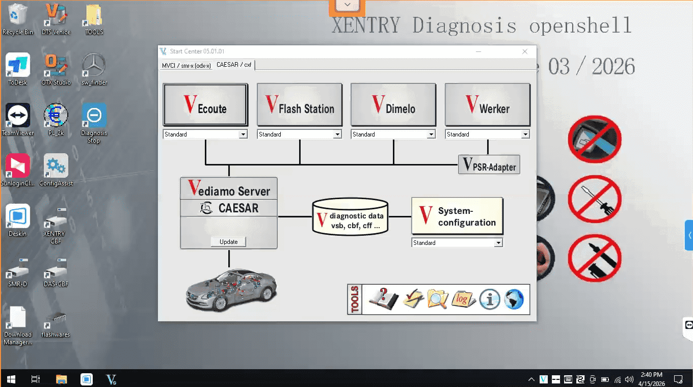 MB Xentry OpenShell Vediamo/DTS/HTT/Coding Software V2026.06 Remotely installation_7