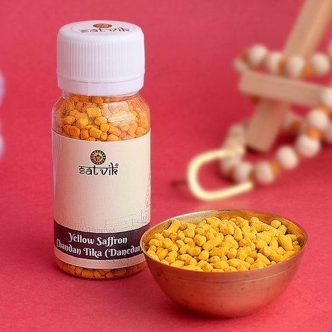 Yellow Chandan Tika (Saffron Chandan Tilak) Danedar_0