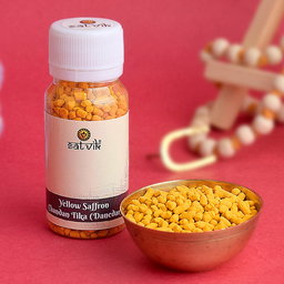 Yellow Chandan Tika (Saffron Chandan Tilak) Danedar