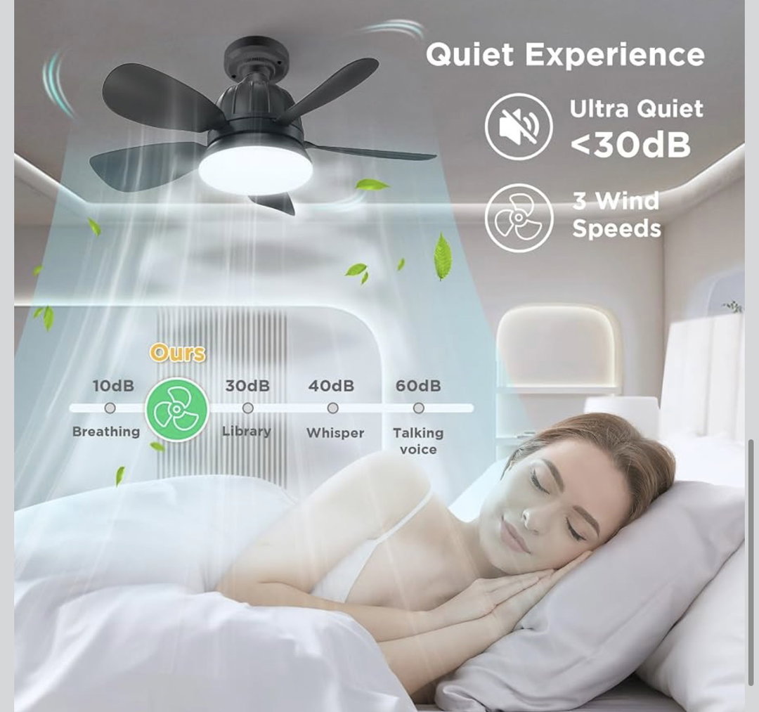 18" Socket Ceiling Fan with LED Light