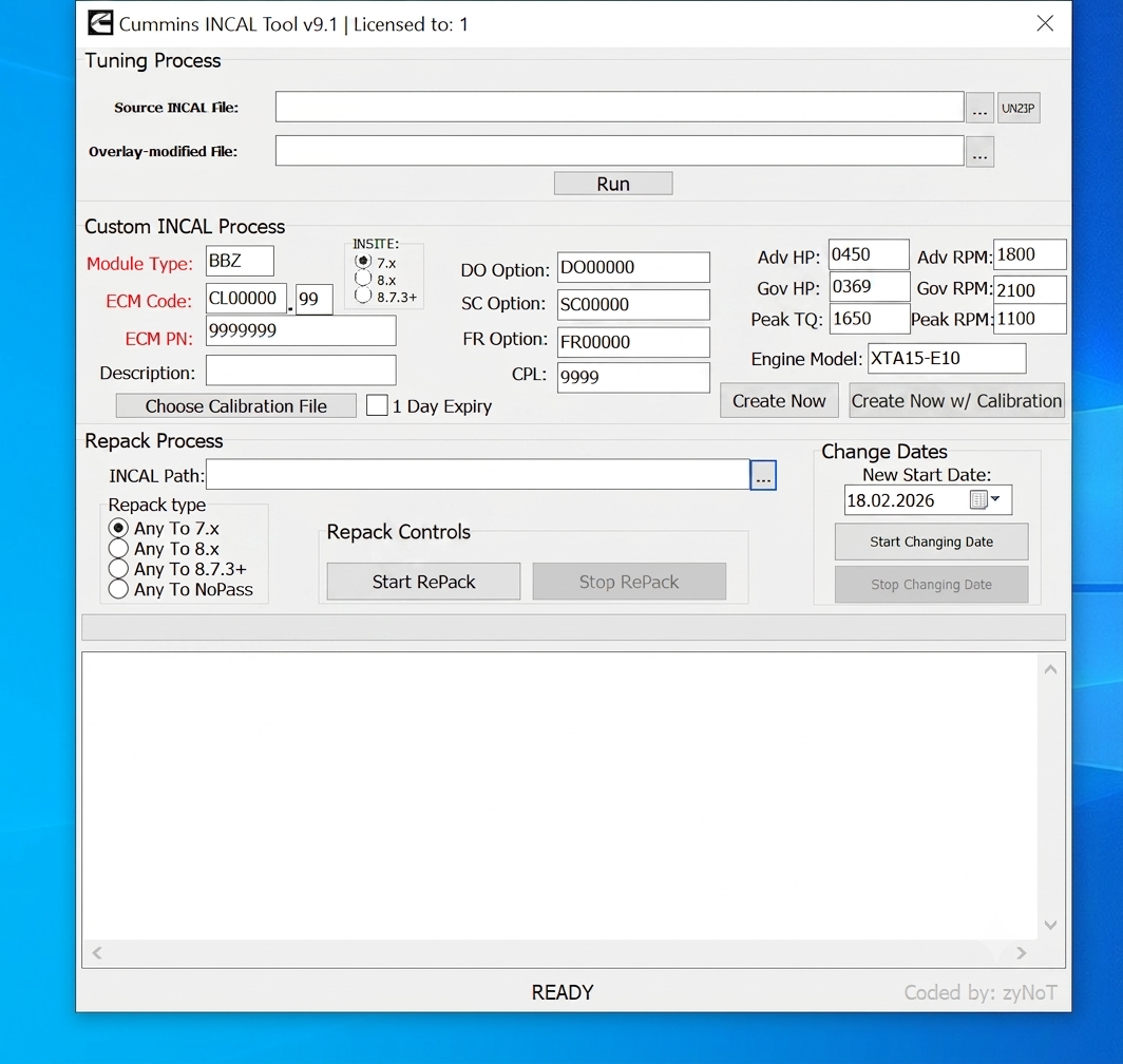 [2026] Cummins INCAL Tool V9.1 INCAL to CAL for Programming