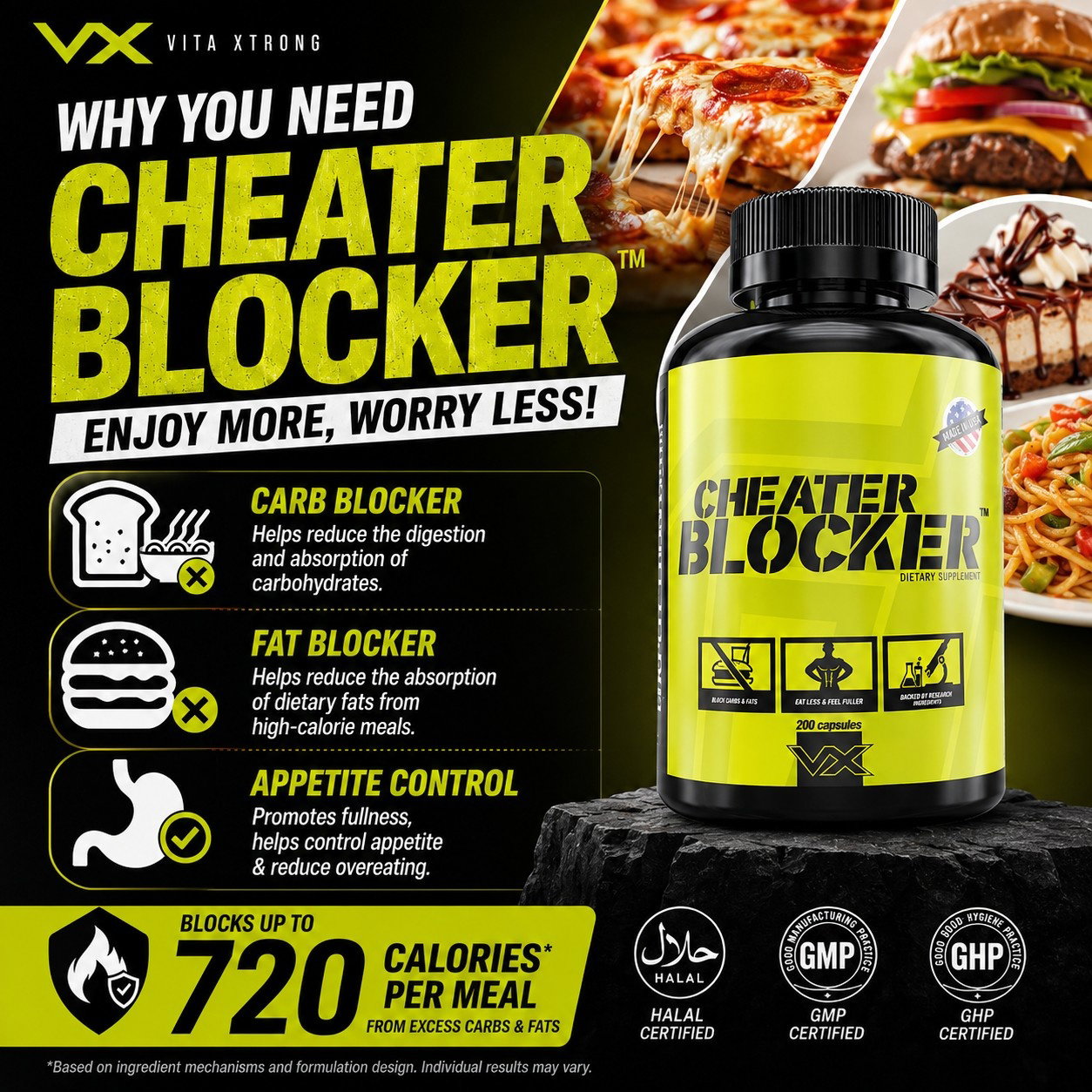 VITAXTRONG™ Cheater Blocker | Carbs & Fat Blocker • Weight Loss & Weight Management • Cheat Meals & Festive Eating Support  [VX]_1