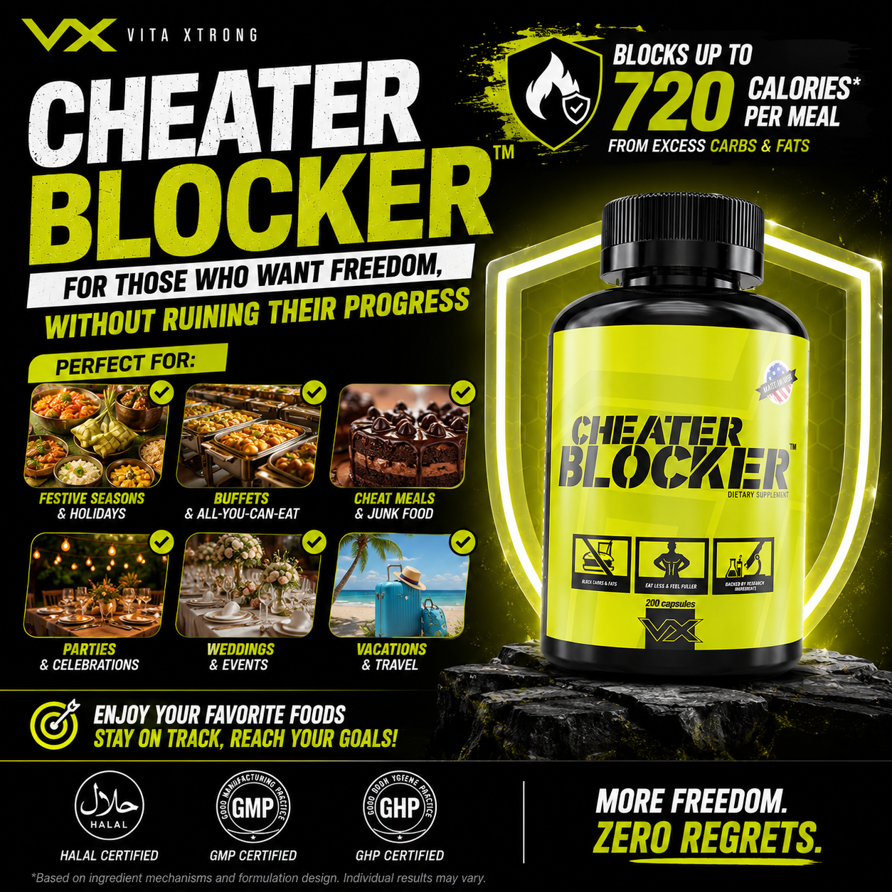 VITAXTRONG™ Cheater Blocker | Carbs & Fat Blocker • Weight Loss & Weight Management • Cheat Meals & Festive Eating Support  [VX]_2
