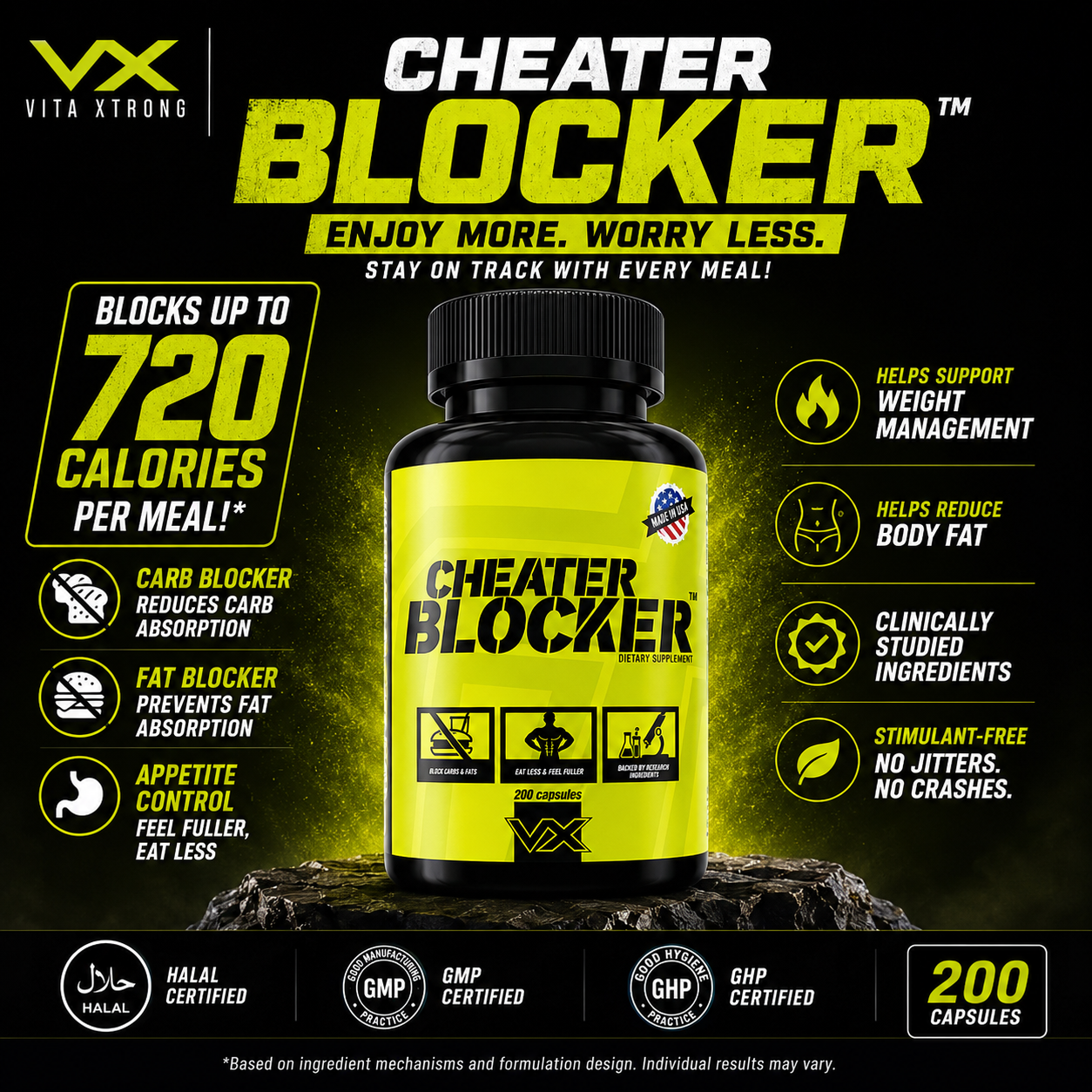 VITAXTRONG™ Cheater Blocker | Carbs & Fat Blocker • Weight Loss & Weight Management • Cheat Meals & Festive Eating Support  [VX]_4