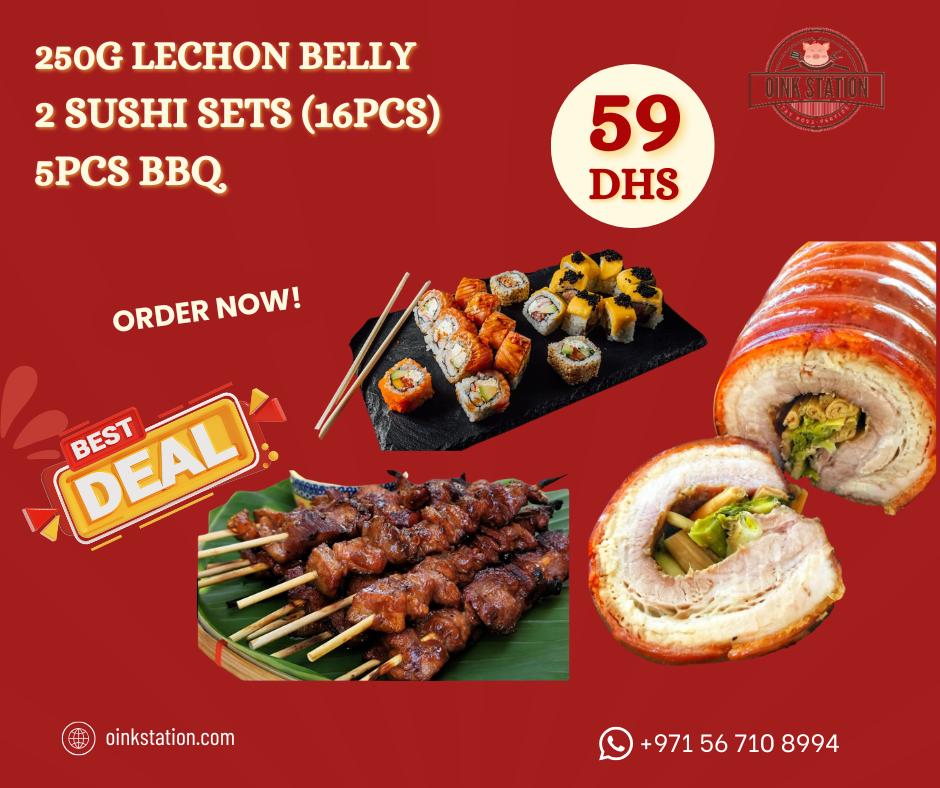 250G LECHON BELLY + 2 SUSHI SETS (16PCS) + 5PCS BBQ