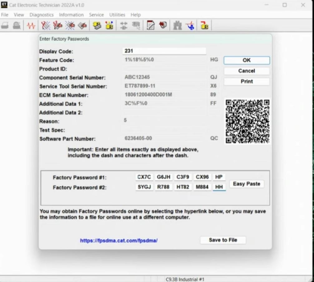 Caterpillar 18 Digits Factory Password Calculator