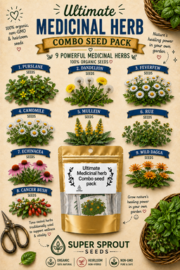 Ultimate Medicinal herb collection seed pack x 9 packets 