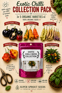 Exotic Chilli Seed Collection  x 5 packs 10 seeds per pack
