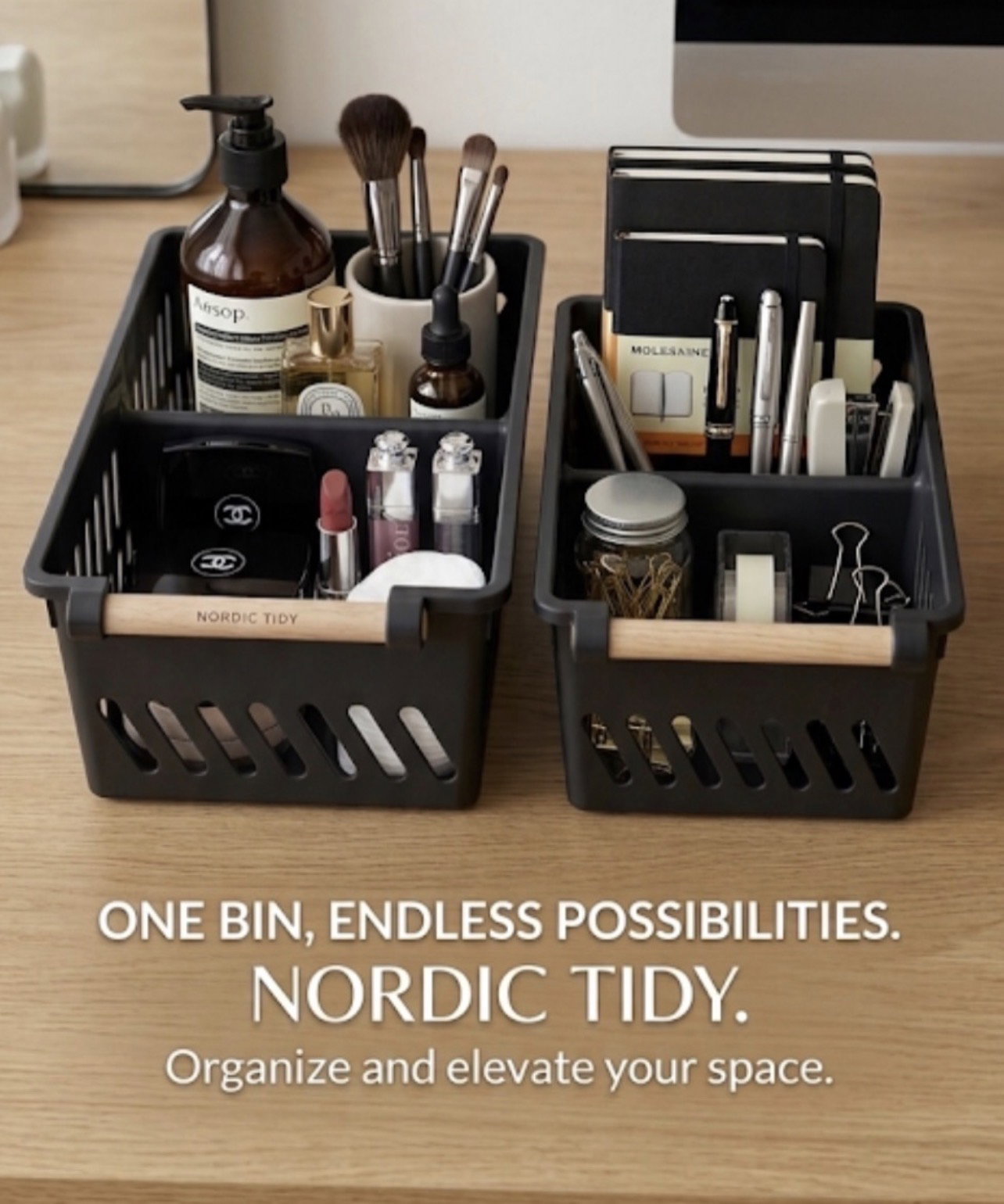Pullout Organizing Basket with Divider_0