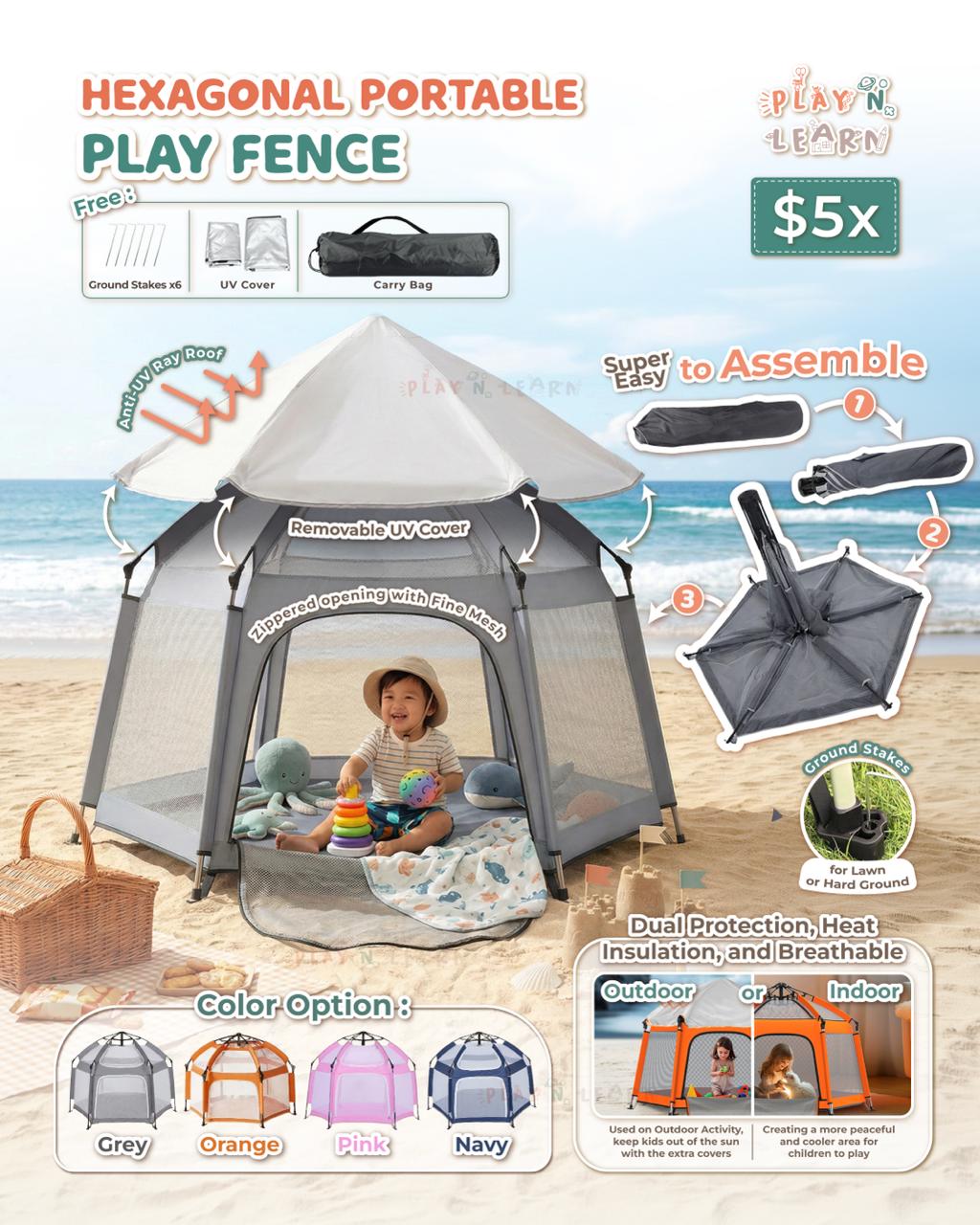 PORTABLE HEXAGONAL PLAY FENCE