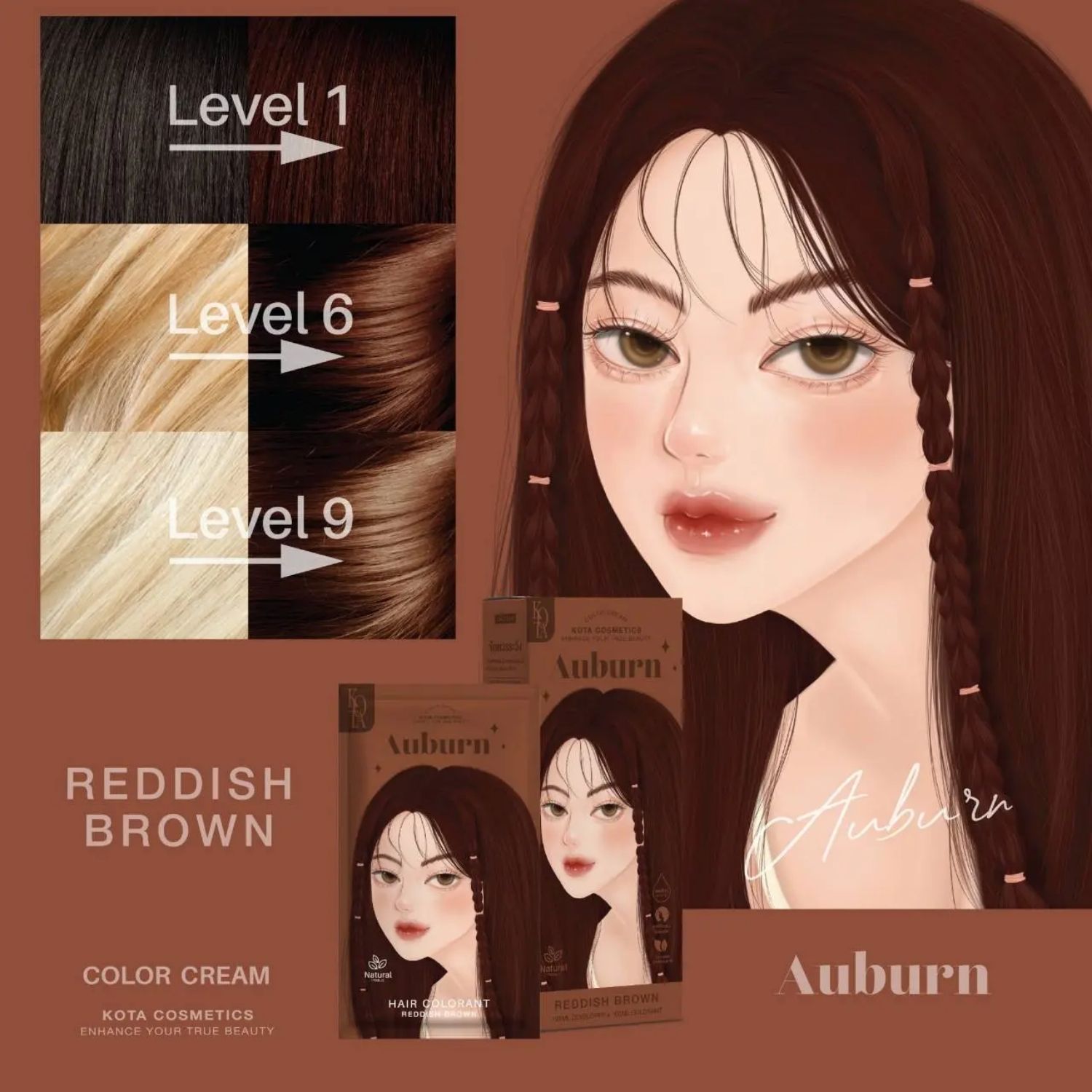 Kota - Hair Dye Permanent Colorant (200ml) - Auburn (Reddish Brown) | Wholesale Hair Dye Singapore_2