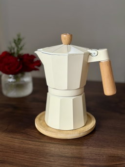 Greca beige con mango de madera 